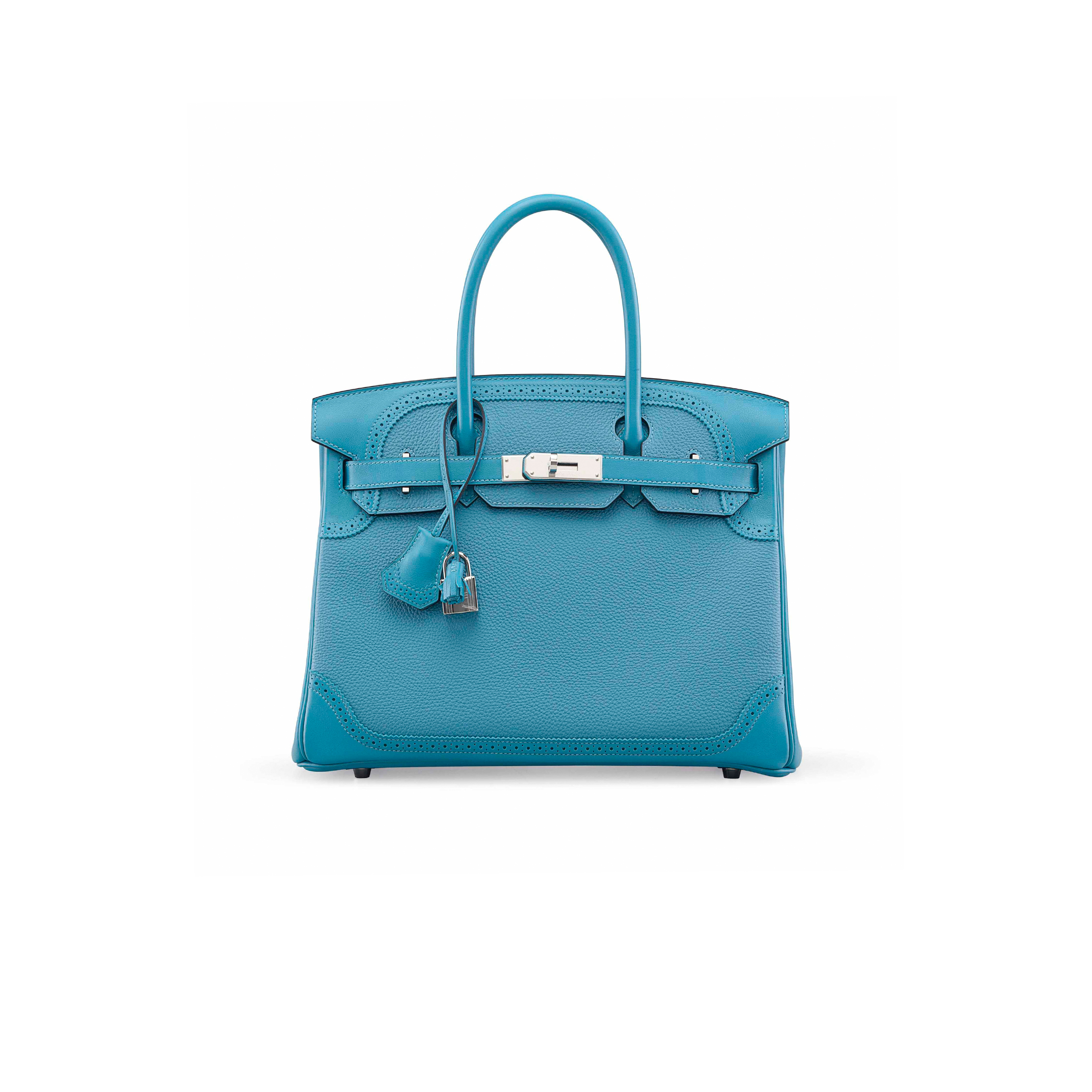 HERMÈS MASTER BIRKIN 30 LACE SERIES DENIM BLUE SILVER BUCKLE H082653CK69 (30*22*15cm)